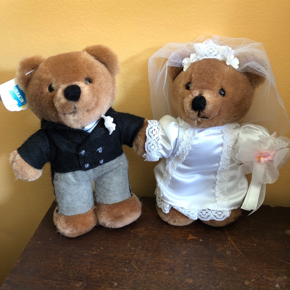 Dakin vintage bride and groom plush. 7 inch tall.